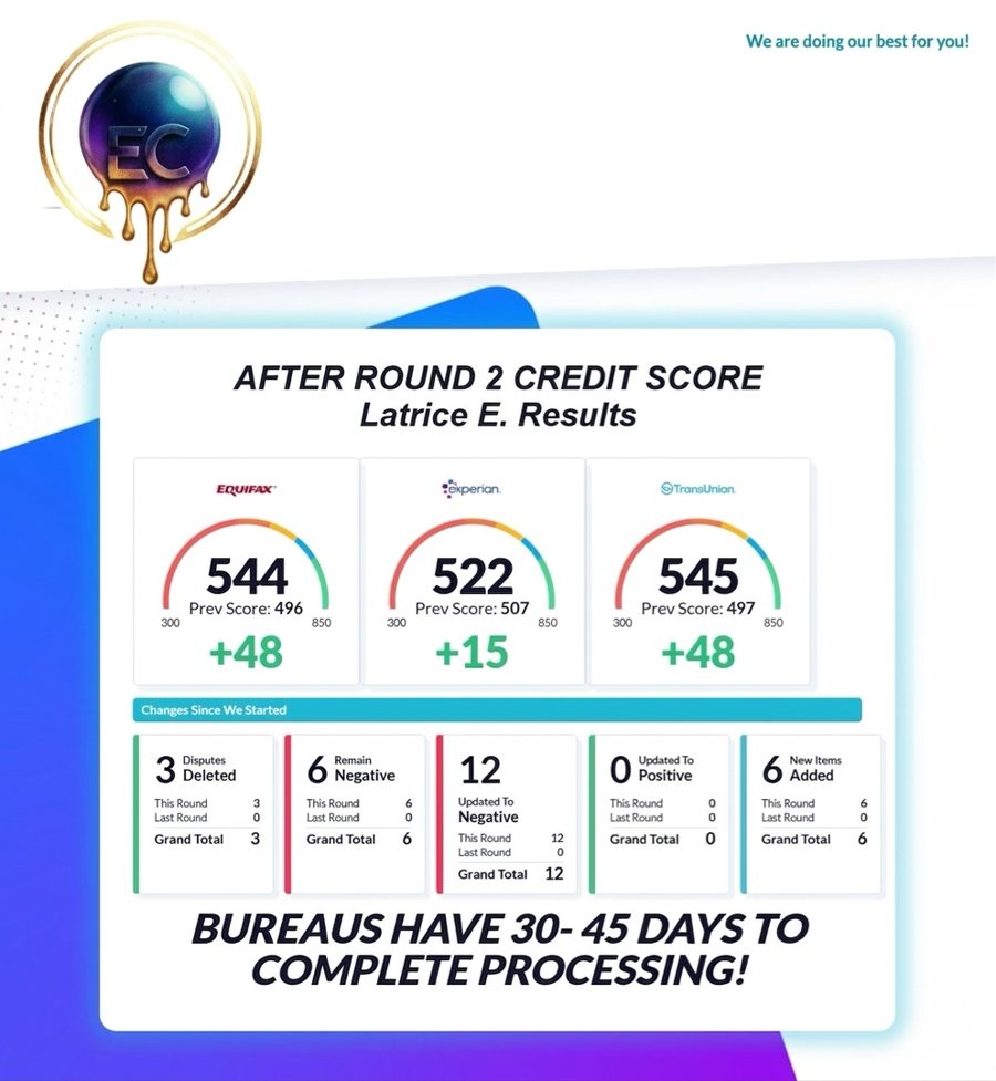 Client credit score report